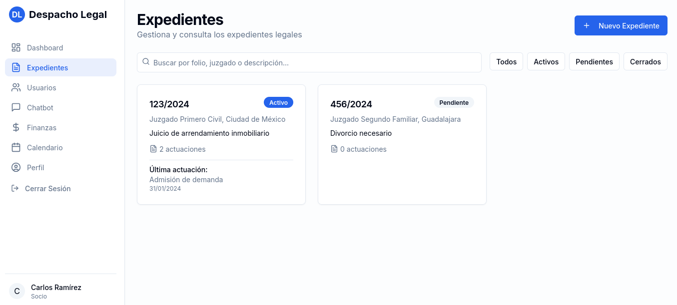 Sistema de Gestión para Despachos Jurídicos
